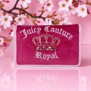 Juicy Couture Raspberry Tart Pink Kingdom Elongated Bifold Card Case Wallet NWT